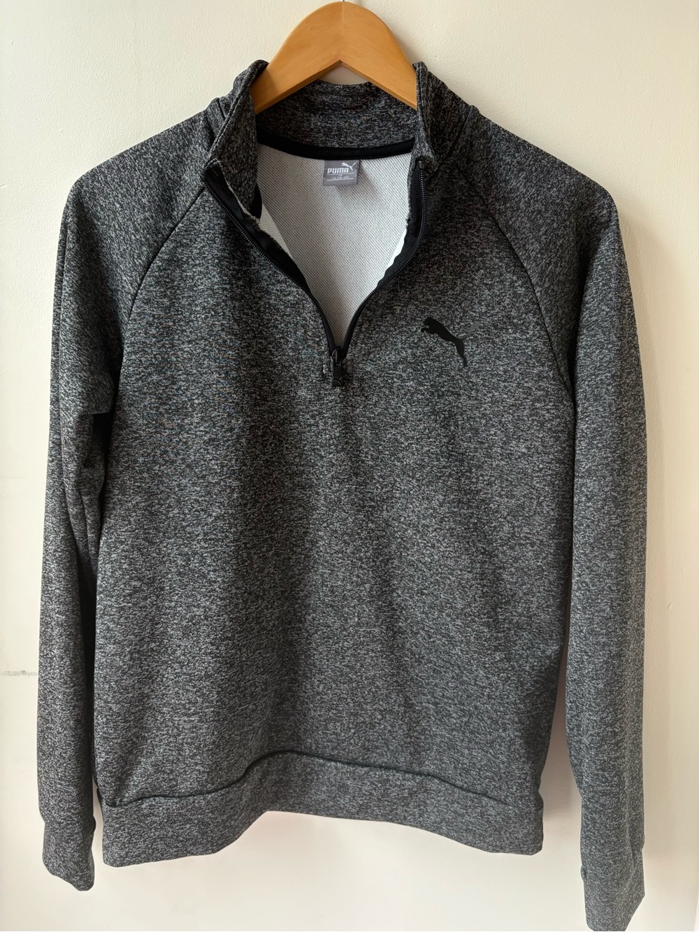 Puma Kids Heather Charcoal Zip-Front Pullover